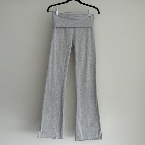 SKIMS Fold Over Pants Womens Small Gray Heather Jersey Flare Wide Leg Lounge